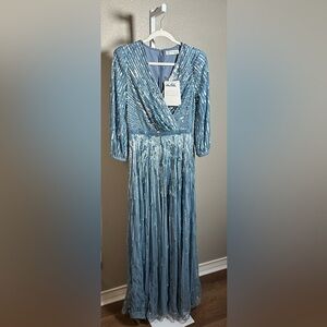 Mac Duggal NWT Blue Sequin Evening Gown. Size 8